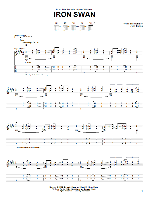 The Sword Iron Swan sheet music notes and chords arranged for Guitar Tab