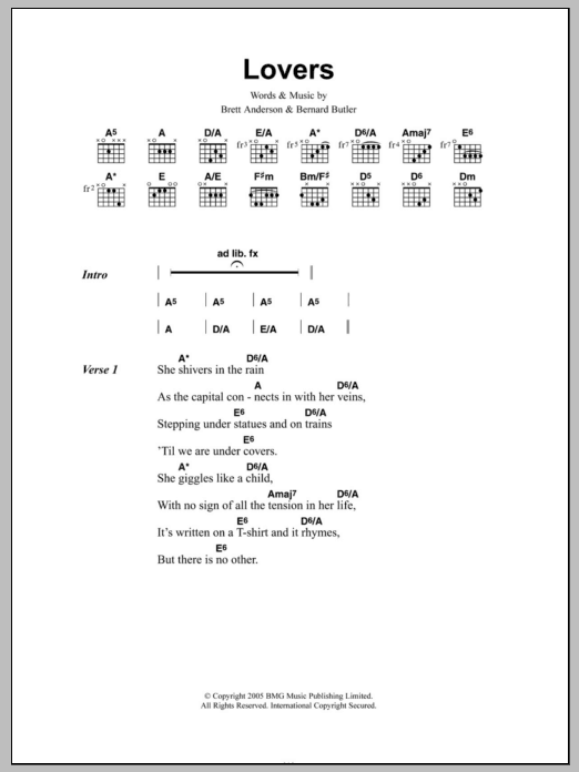 The Tears Lovers sheet music notes and chords arranged for Guitar Chords/Lyrics