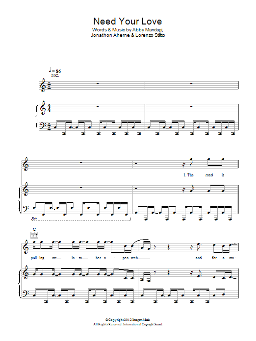 The Temper Trap Need Your Love sheet music notes and chords arranged for Piano, Vocal & Guitar Chords