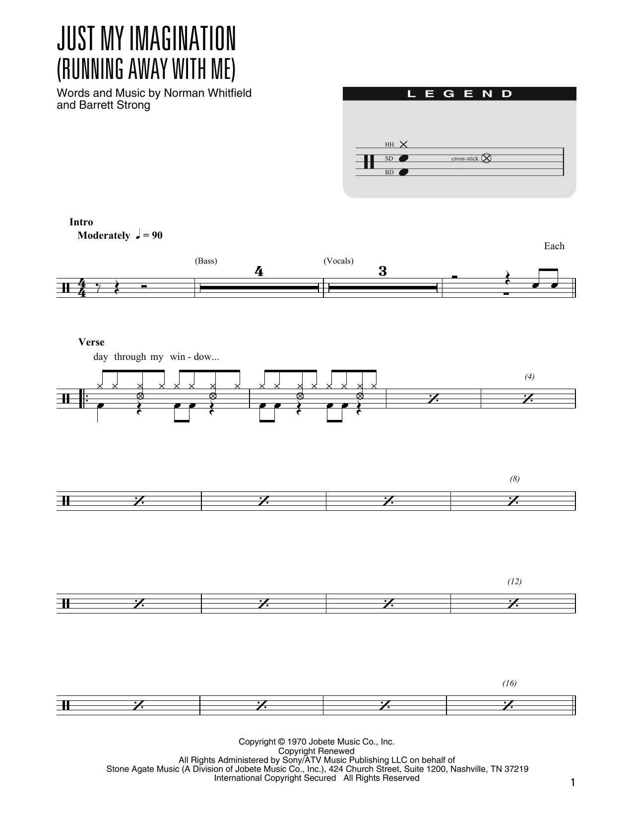 The Temptations Just My Imagination (Running Away With Me) (arr. Kennan Wylie) sheet music notes and chords arranged for Drum Chart