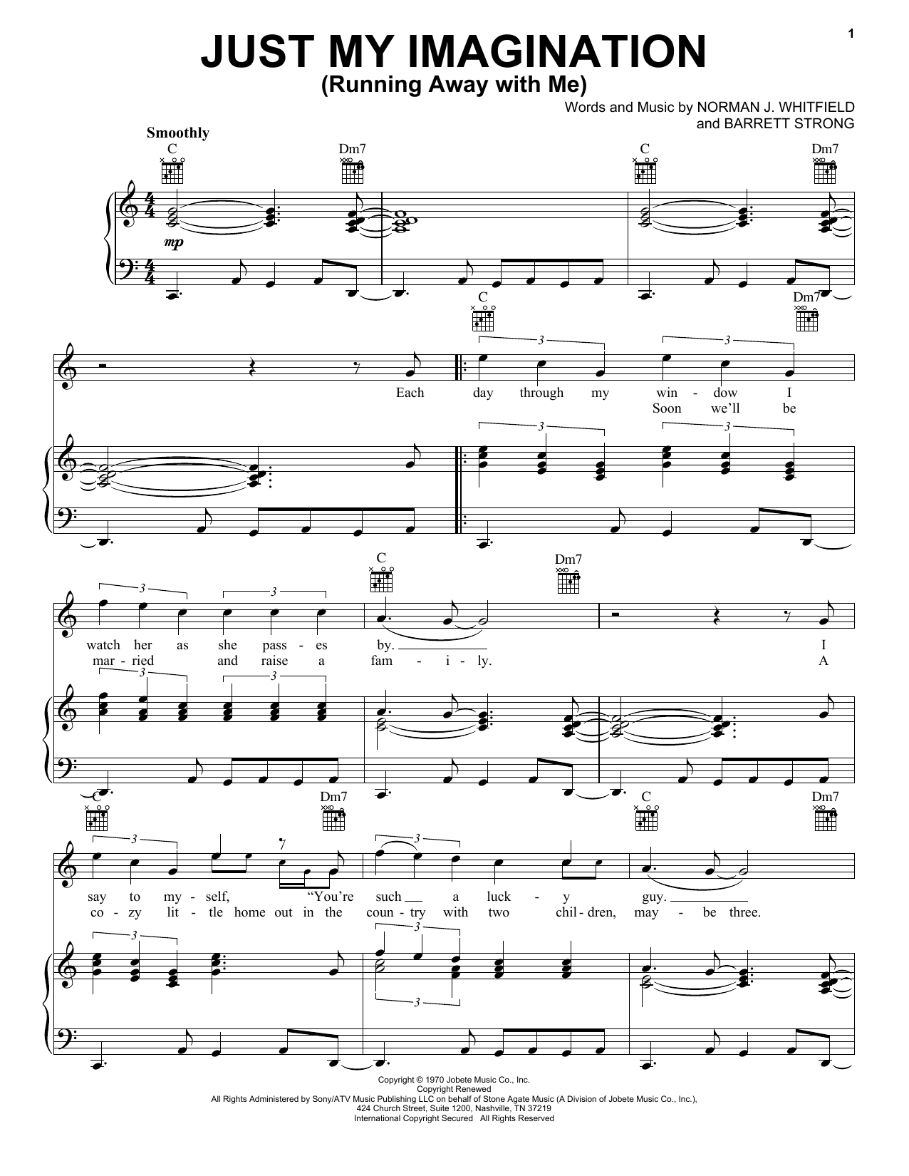 The Temptations Just My Imagination (Running Away With Me) sheet music notes and chords arranged for Super Easy Piano