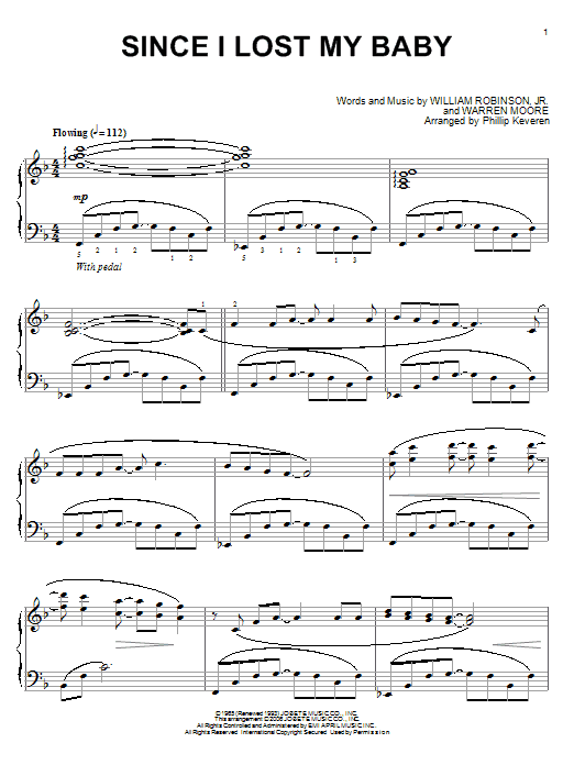 The Temptations Since I Lost My Baby (arr. Phillip Keveren) sheet music notes and chords arranged for Piano Solo