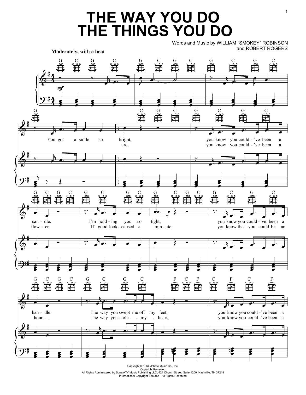 The Temptations The Way You Do The Things You Do sheet music notes and chords arranged for Lead Sheet / Fake Book