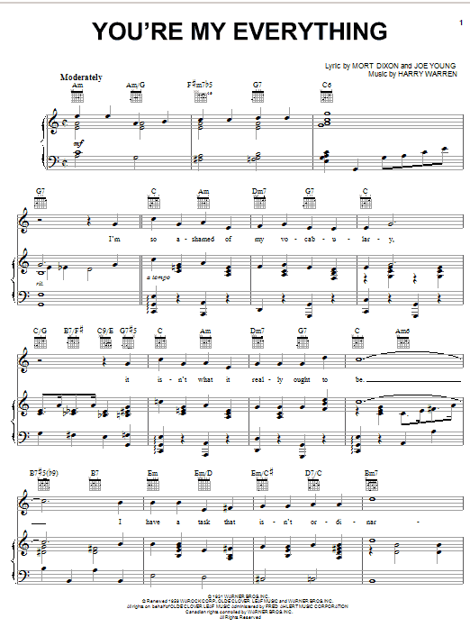 The Temptations You're My Everything sheet music notes and chords arranged for Lead Sheet / Fake Book