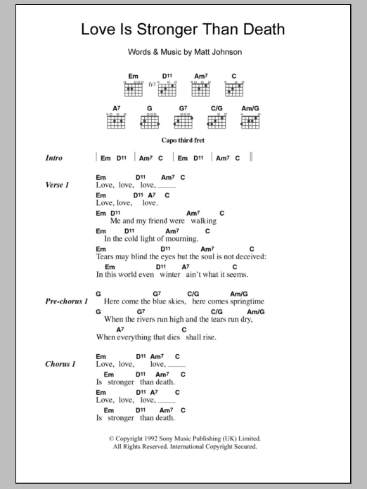 The The Love Is Stronger Than Death sheet music notes and chords arranged for Guitar Chords/Lyrics