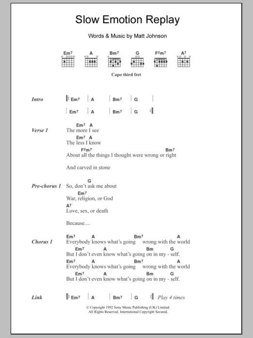 The The Slow Emotion Replay sheet music notes and chords arranged for Guitar Chords/Lyrics