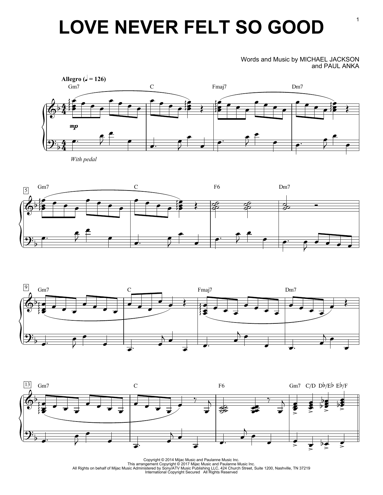 The Theorist Love Never Felt So Good sheet music notes and chords arranged for Piano Solo