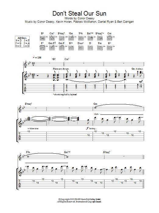 The Thrills Don't Steal Our Sun sheet music notes and chords arranged for Lead Sheet / Fake Book