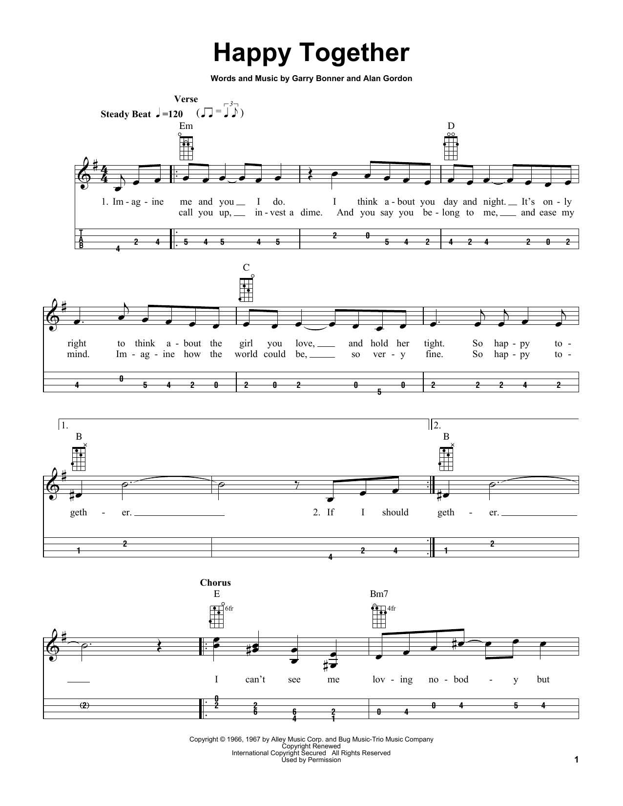 The Turtles Happy Together (arr. Bobby Westfall) sheet music notes and chords arranged for Mandolin