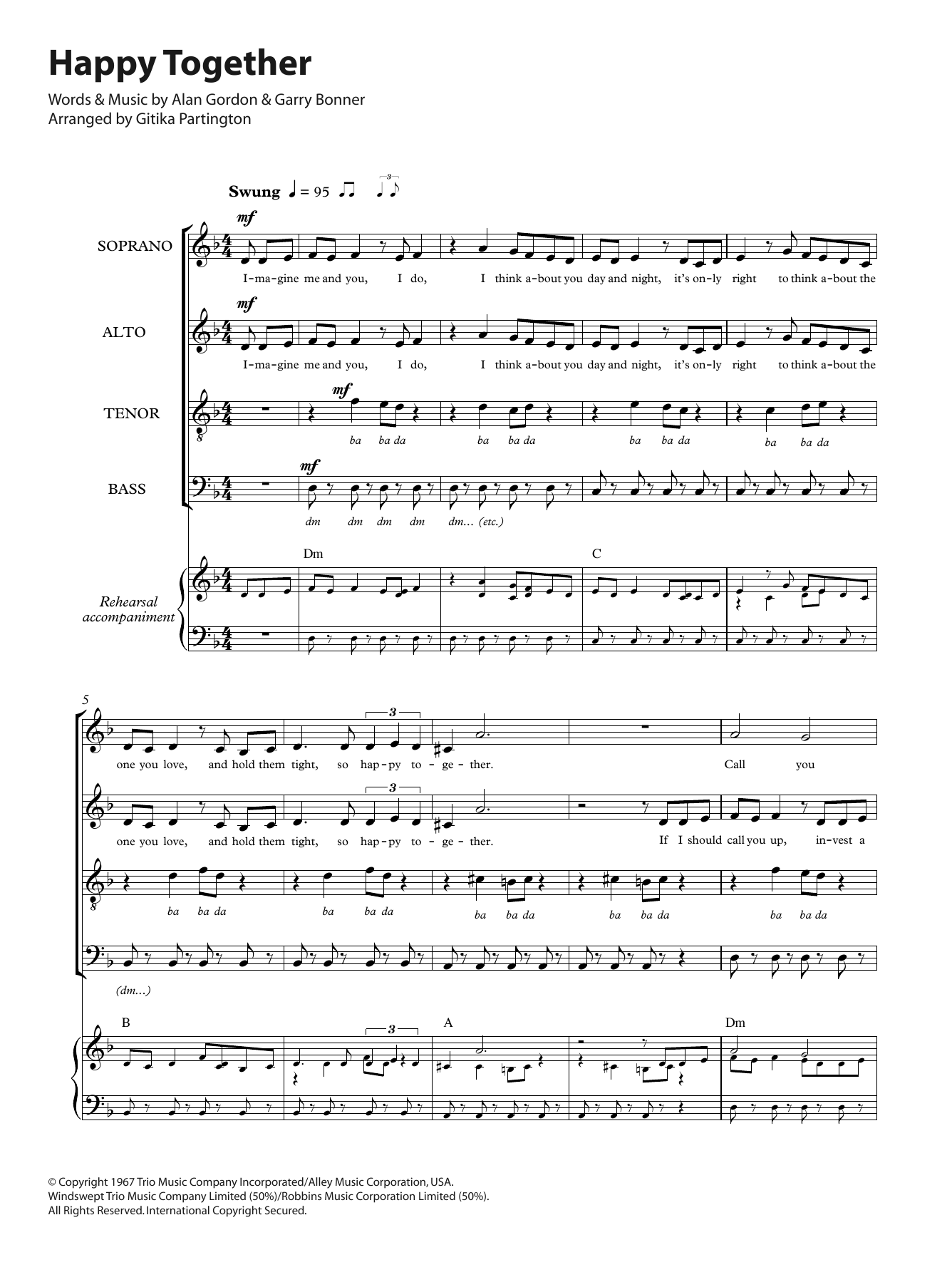 The Turtles Happy Together (arr. Gitika Partington) sheet music notes and chords arranged for SATB Choir