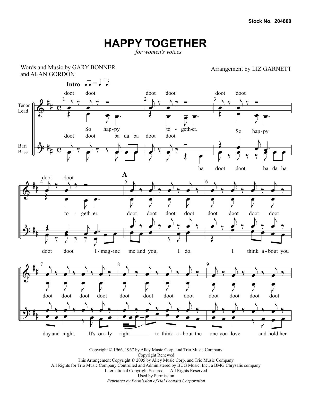 The Turtles Happy Together (arr. Liz Garnett) sheet music notes and chords arranged for SATB Choir