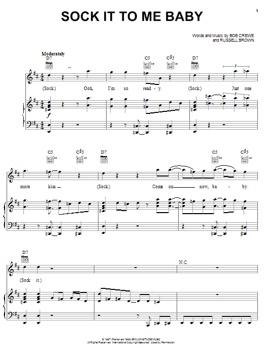 The Turtles Sock It To Me Baby sheet music notes and chords arranged for Piano, Vocal & Guitar Chords (Right-Hand Melody)