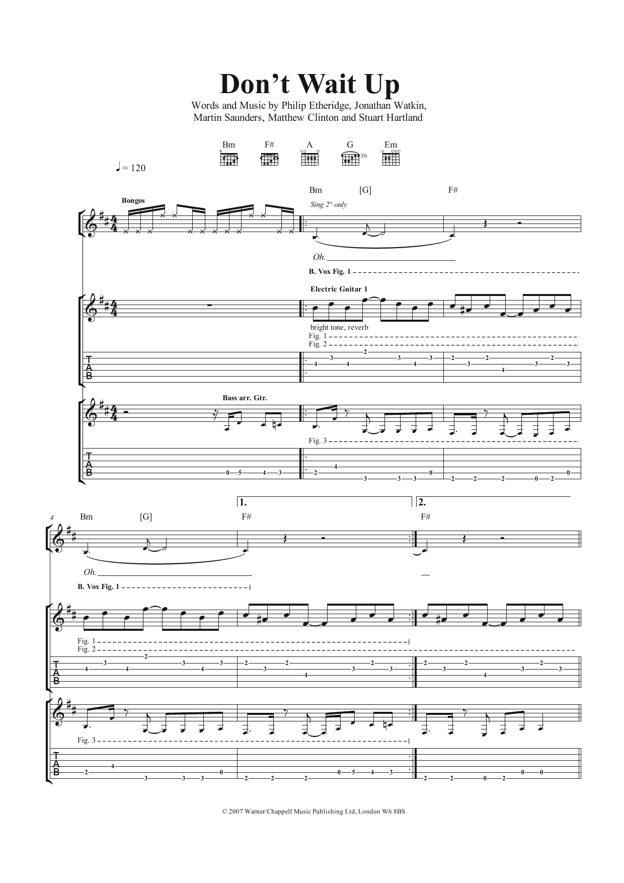 The Twang Don't Wait Up sheet music notes and chords arranged for Guitar Tab