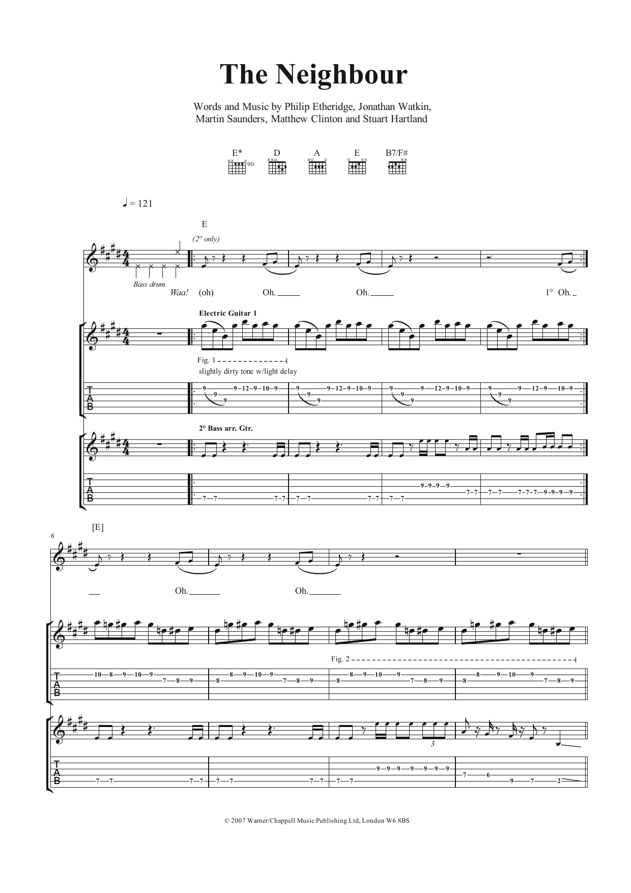 The Twang The Neighbour sheet music notes and chords arranged for Guitar Tab