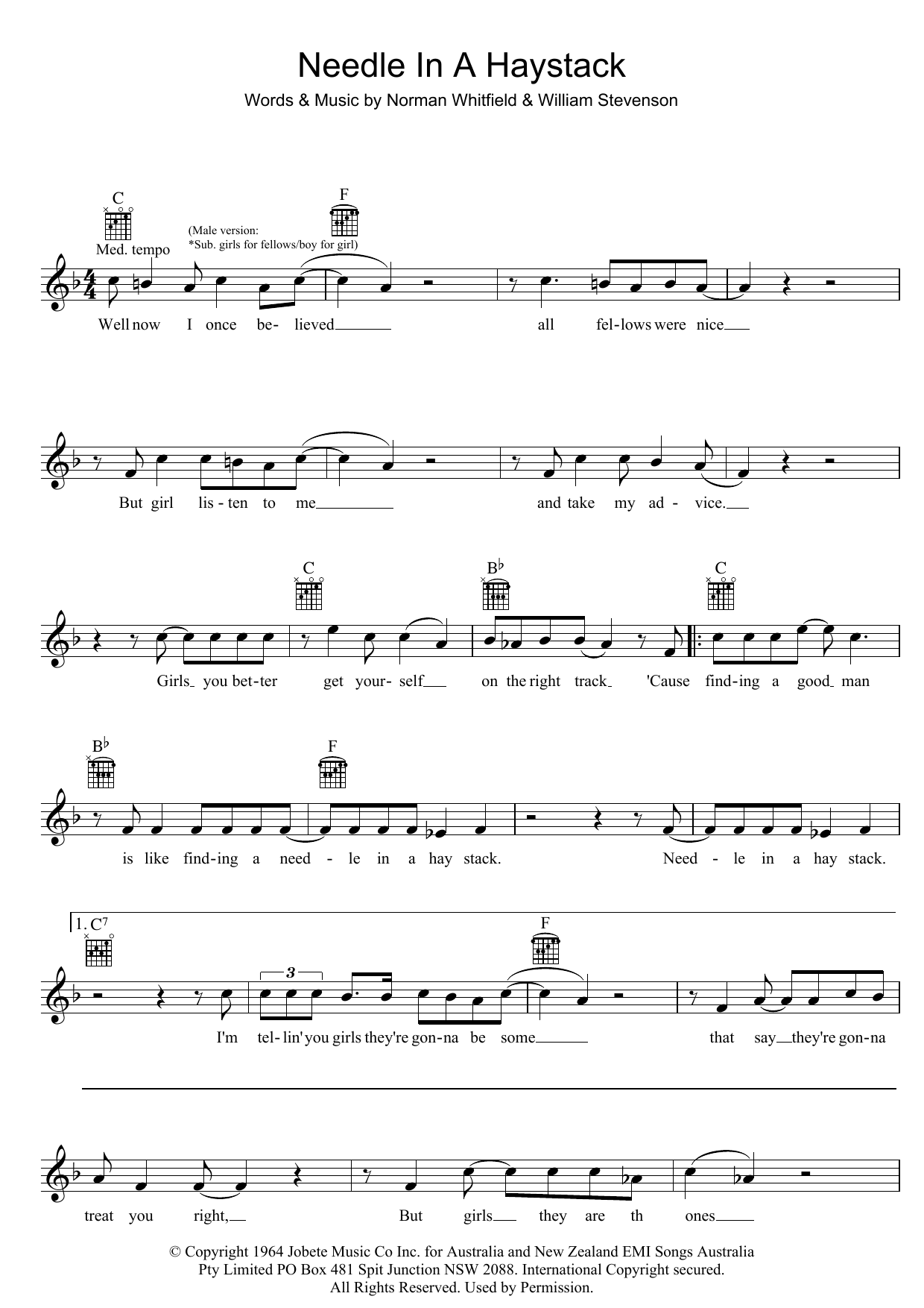 The Twilights Needle In A Haystack sheet music notes and chords arranged for Lead Sheet / Fake Book