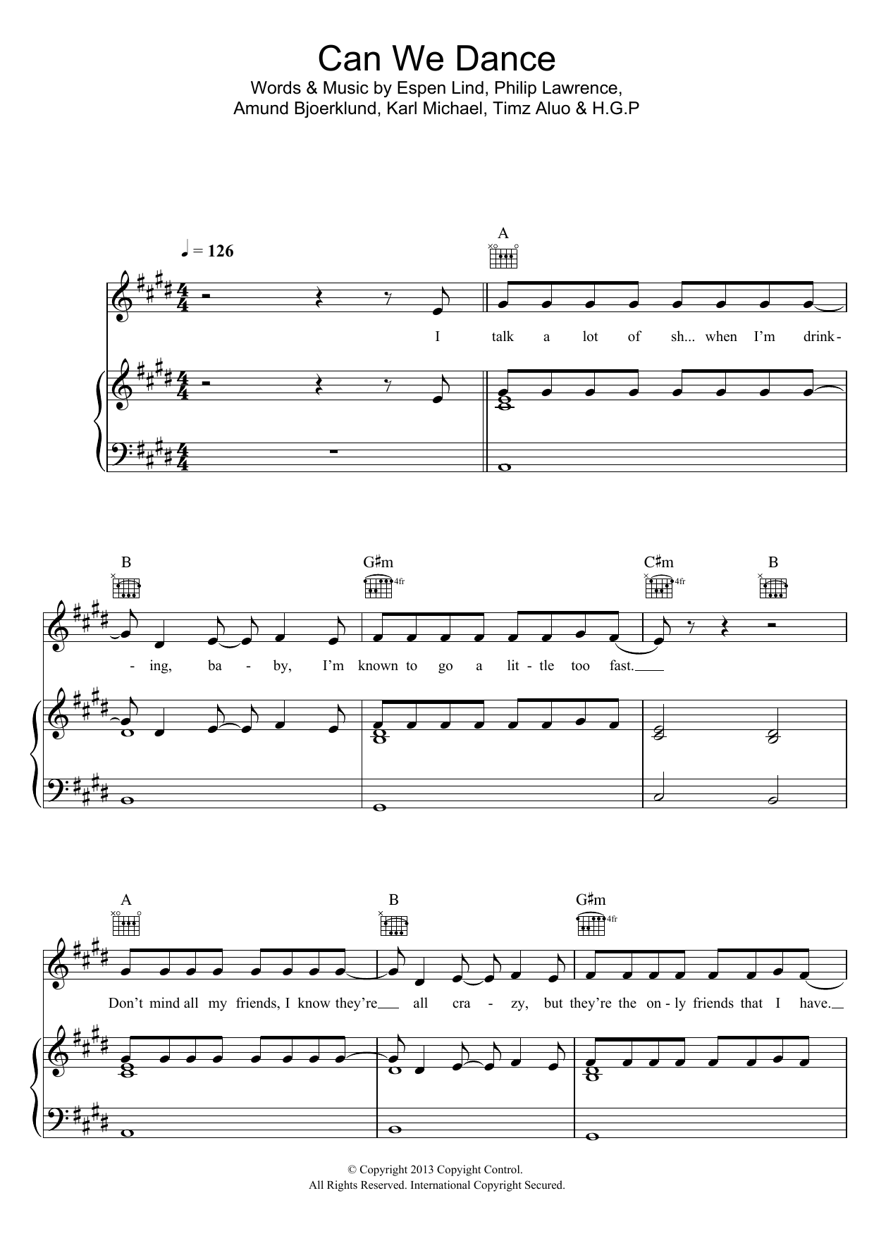 The Vamps Can We Dance sheet music notes and chords arranged for Piano, Vocal & Guitar Chords