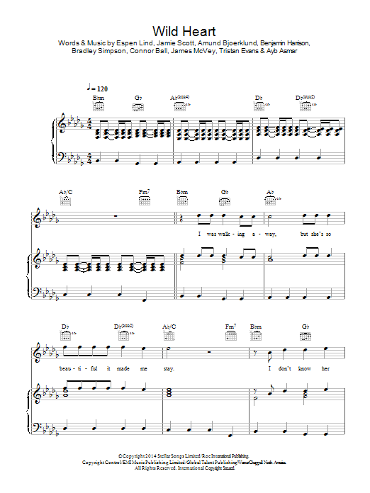 The Vamps Wild Heart sheet music notes and chords arranged for Piano, Vocal & Guitar Chords
