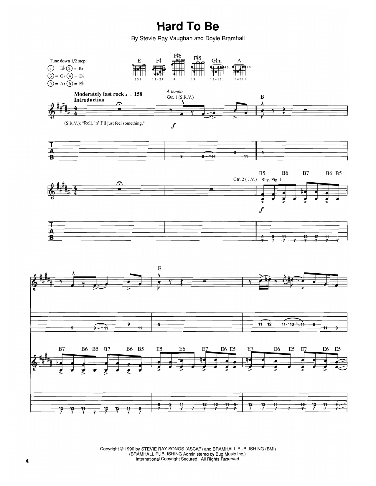 The Vaughan Brothers Hard To Be sheet music notes and chords arranged for Guitar Tab