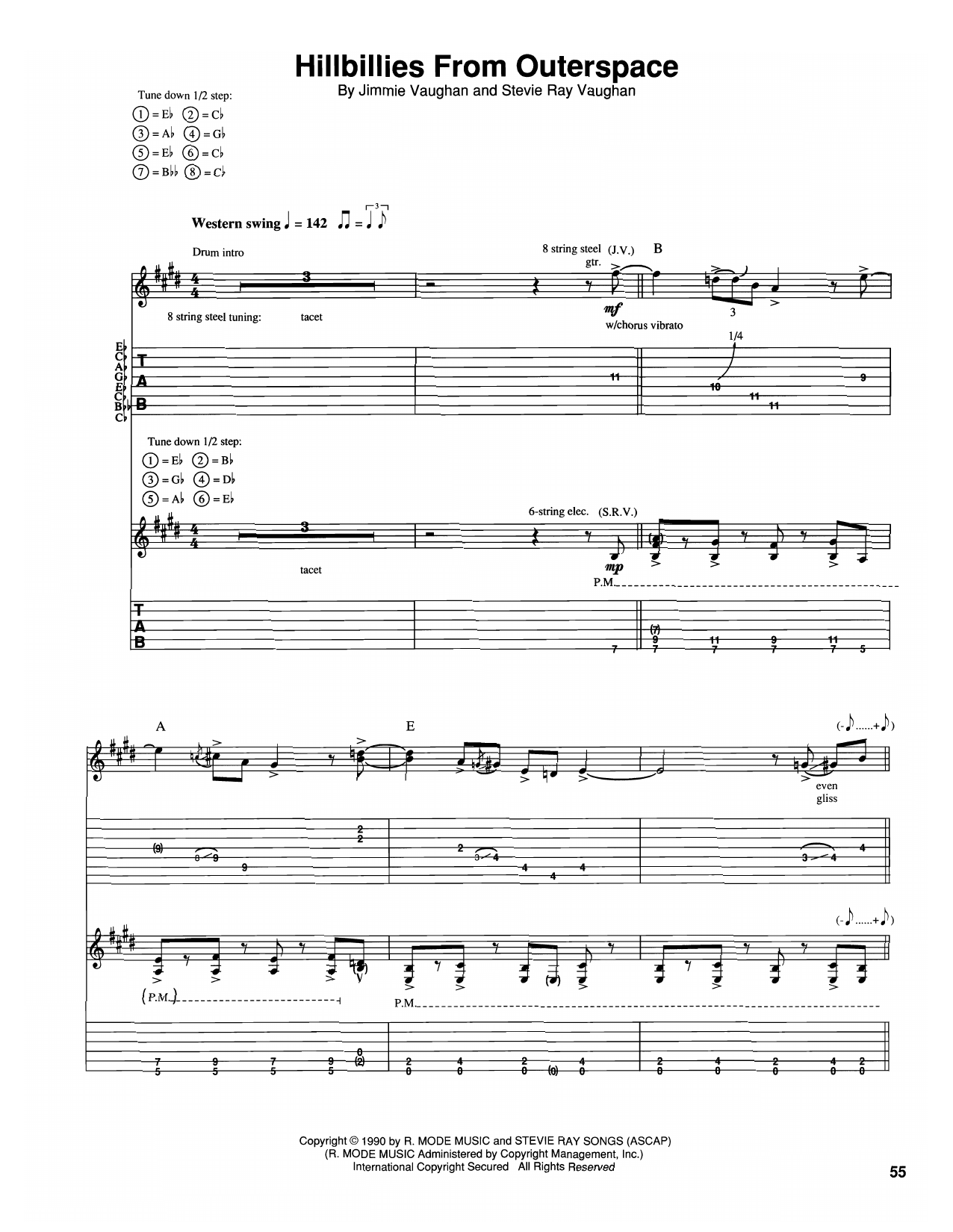 The Vaughan Brothers Hillbilly From Outerspace sheet music notes and chords arranged for Guitar Tab