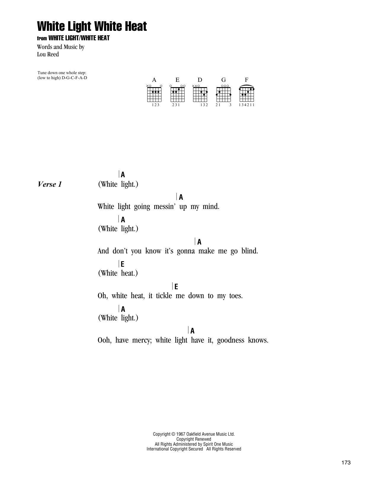 The Velvet Underground White Light White Heat sheet music notes and chords arranged for Guitar Chords/Lyrics