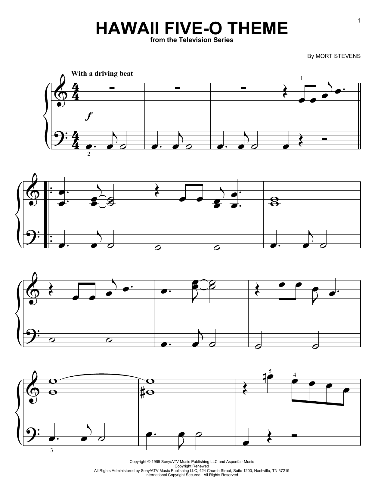 The Ventures Hawaii Five-O Theme sheet music notes and chords arranged for Guitar Tab
