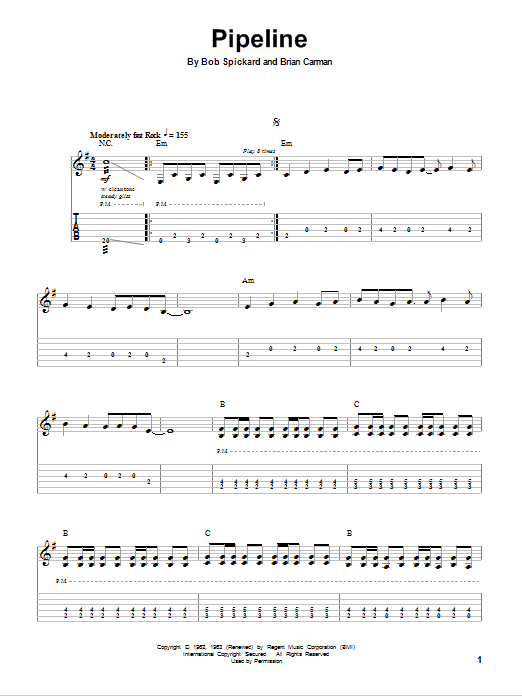 The Ventures Pipeline sheet music notes and chords arranged for Ukulele Ensemble