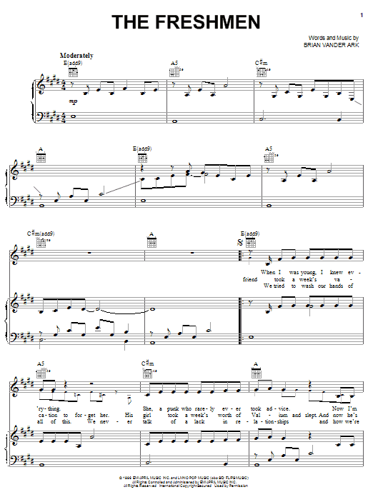 The Verve Pipe The Freshmen sheet music notes and chords arranged for Guitar Tab (Single Guitar)