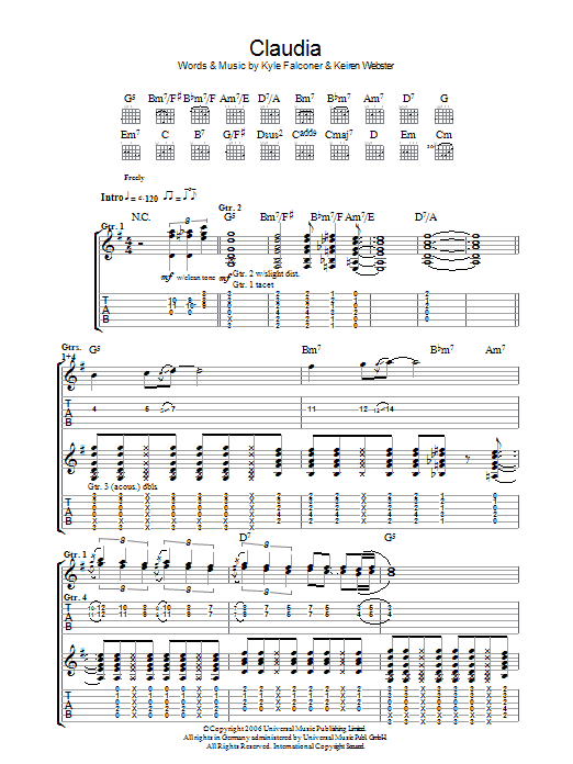 The View Claudia sheet music notes and chords arranged for Guitar Tab