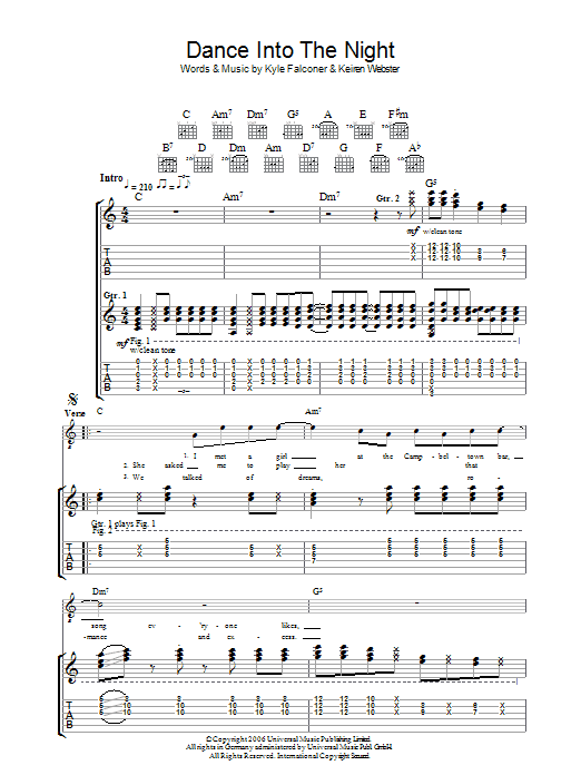 The View Dance Into The Night sheet music notes and chords arranged for Guitar Tab