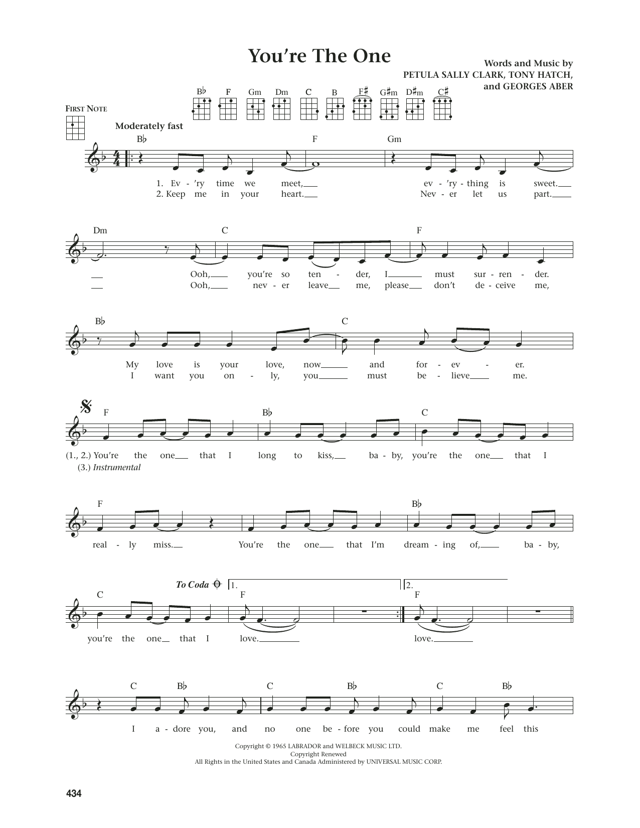 The Vogues You're The One (from The Daily Ukulele) (arr. Jim Beloff) sheet music notes and chords arranged for Ukulele