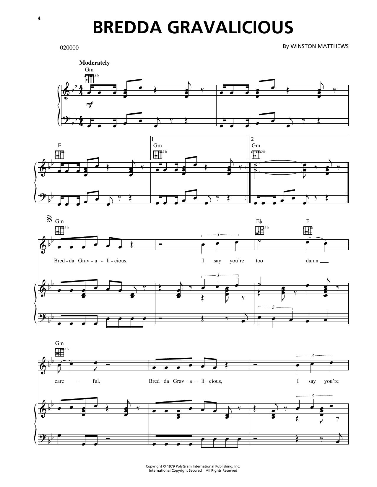 The Wailing Souls Bredda Gravalicious sheet music notes and chords arranged for Piano, Vocal & Guitar Chords (Right-Hand Melody)