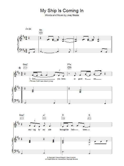 The Walker Brothers My Ship Is Comin' In sheet music notes and chords arranged for Piano, Vocal & Guitar Chords