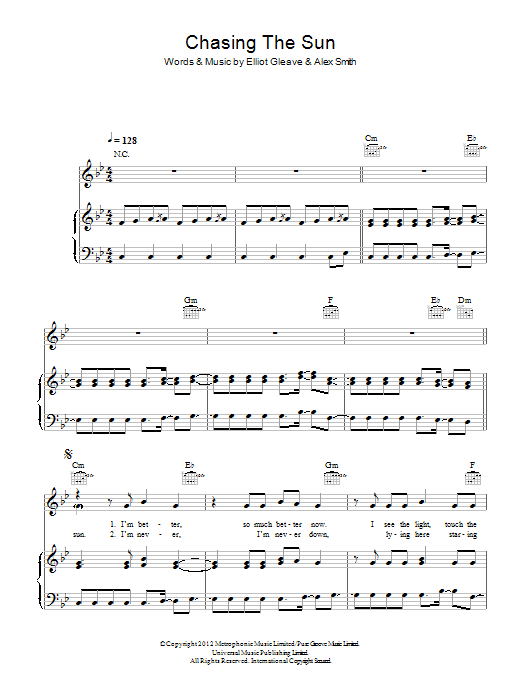The Wanted Chasing The Sun sheet music notes and chords arranged for Piano, Vocal & Guitar Chords