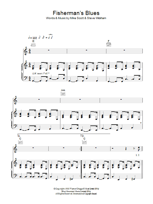 The Waterboys Fisherman's Blues sheet music notes and chords arranged for Piano, Vocal & Guitar Chords