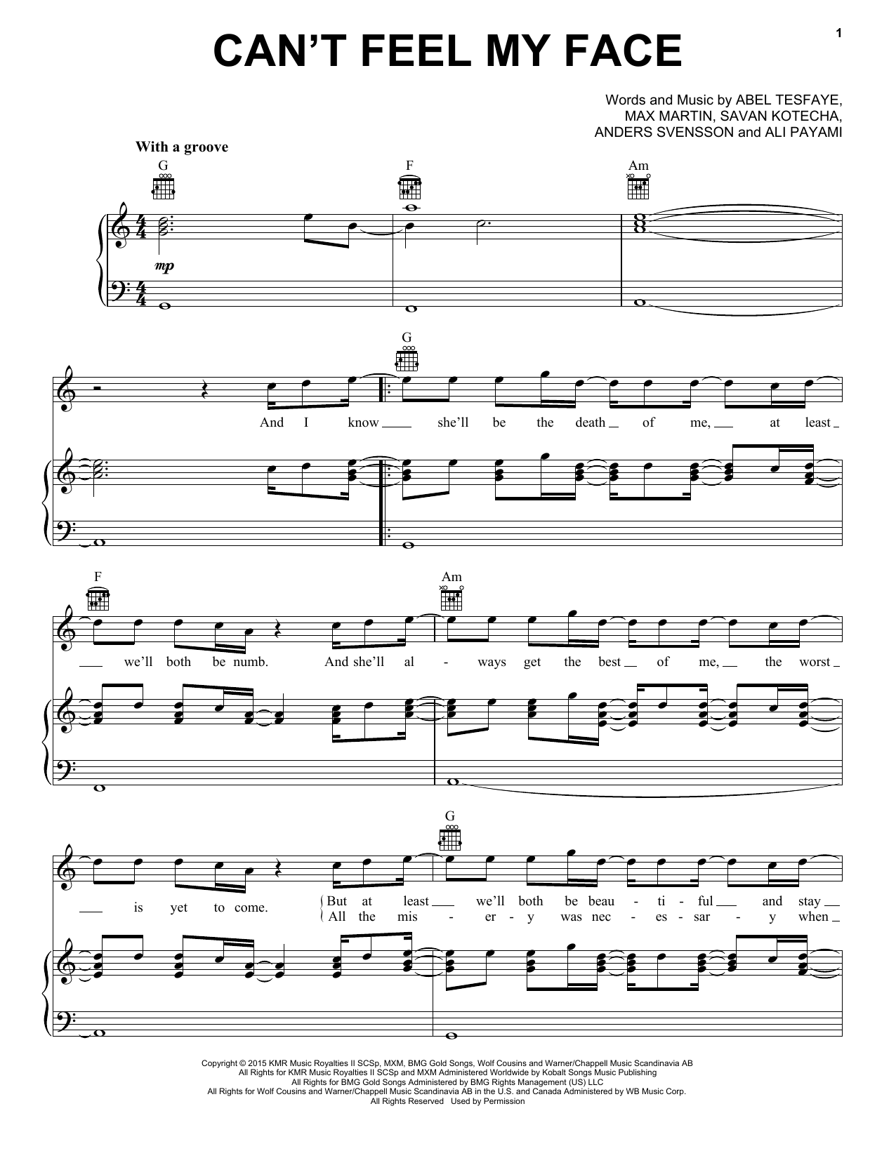 The Weeknd Can't Feel My Face sheet music notes and chords arranged for Drums Transcription