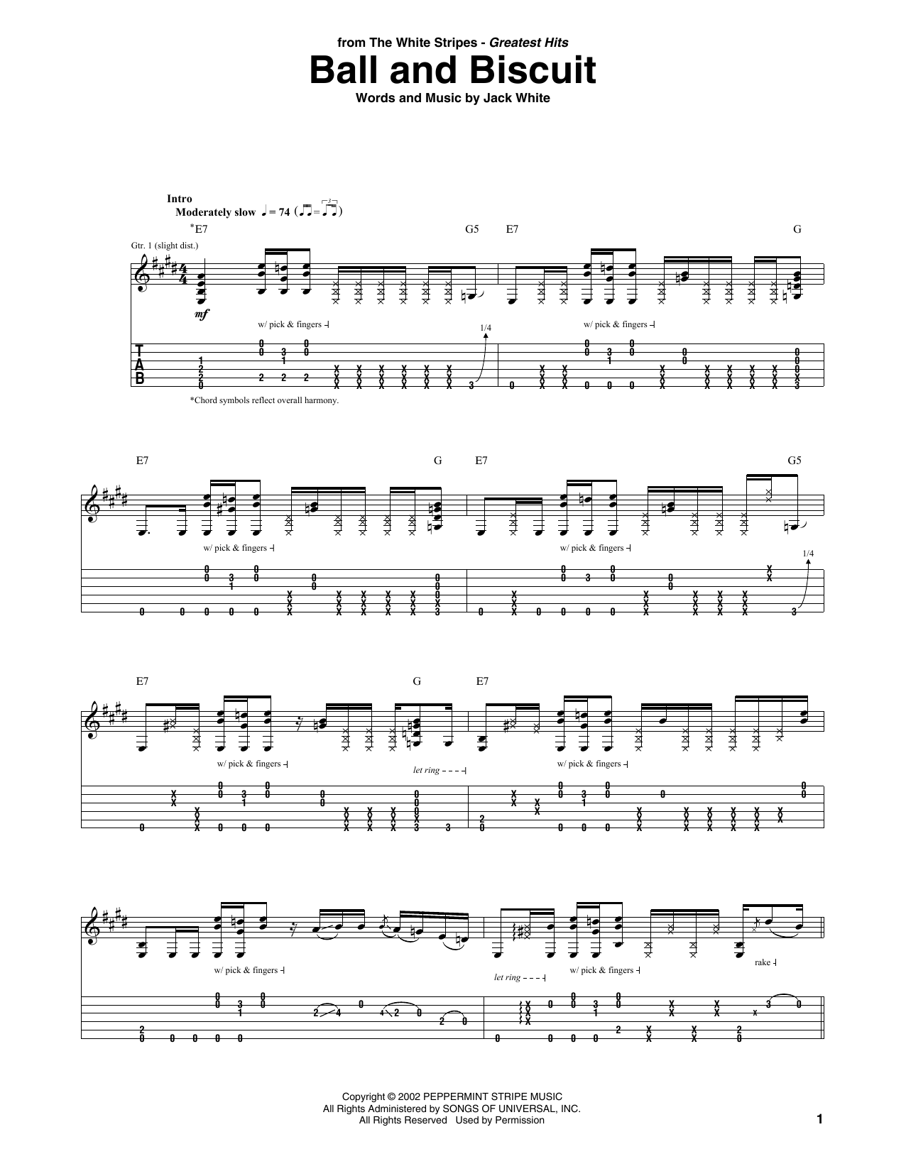 The White Stripes Ball And Biscuit sheet music notes and chords arranged for Guitar Chords/Lyrics