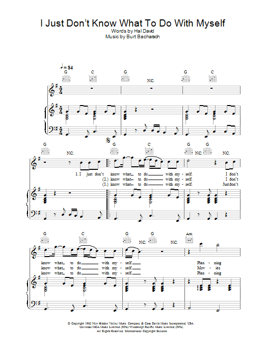 The White Stripes I Just Don't Know What To Do With Myself sheet music notes and chords arranged for Guitar Chords/Lyrics