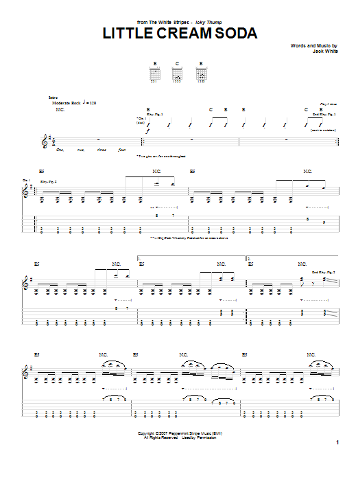 The White Stripes Little Cream Soda sheet music notes and chords arranged for Guitar Tab