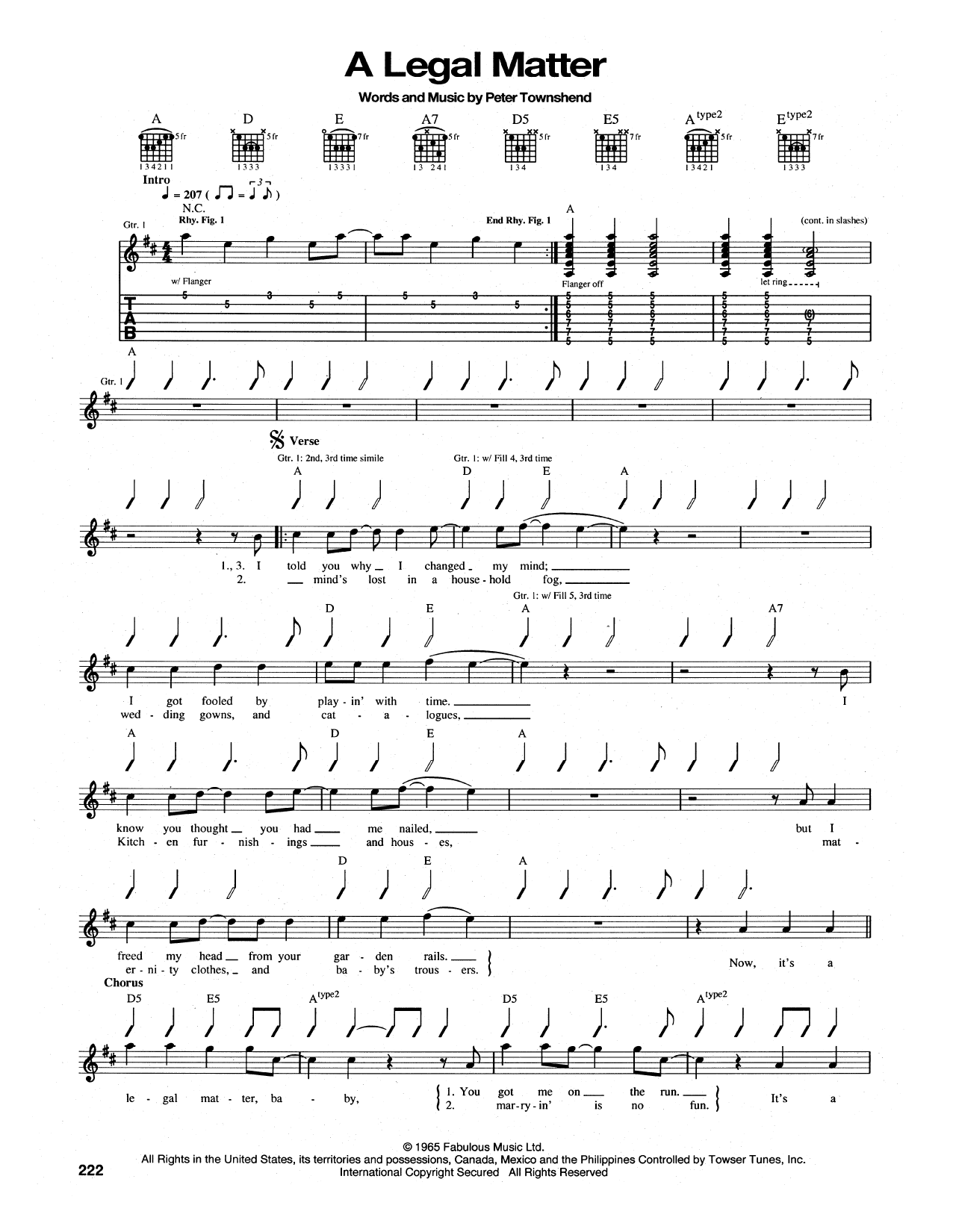The Who A Legal Matter sheet music notes and chords arranged for Guitar Tab