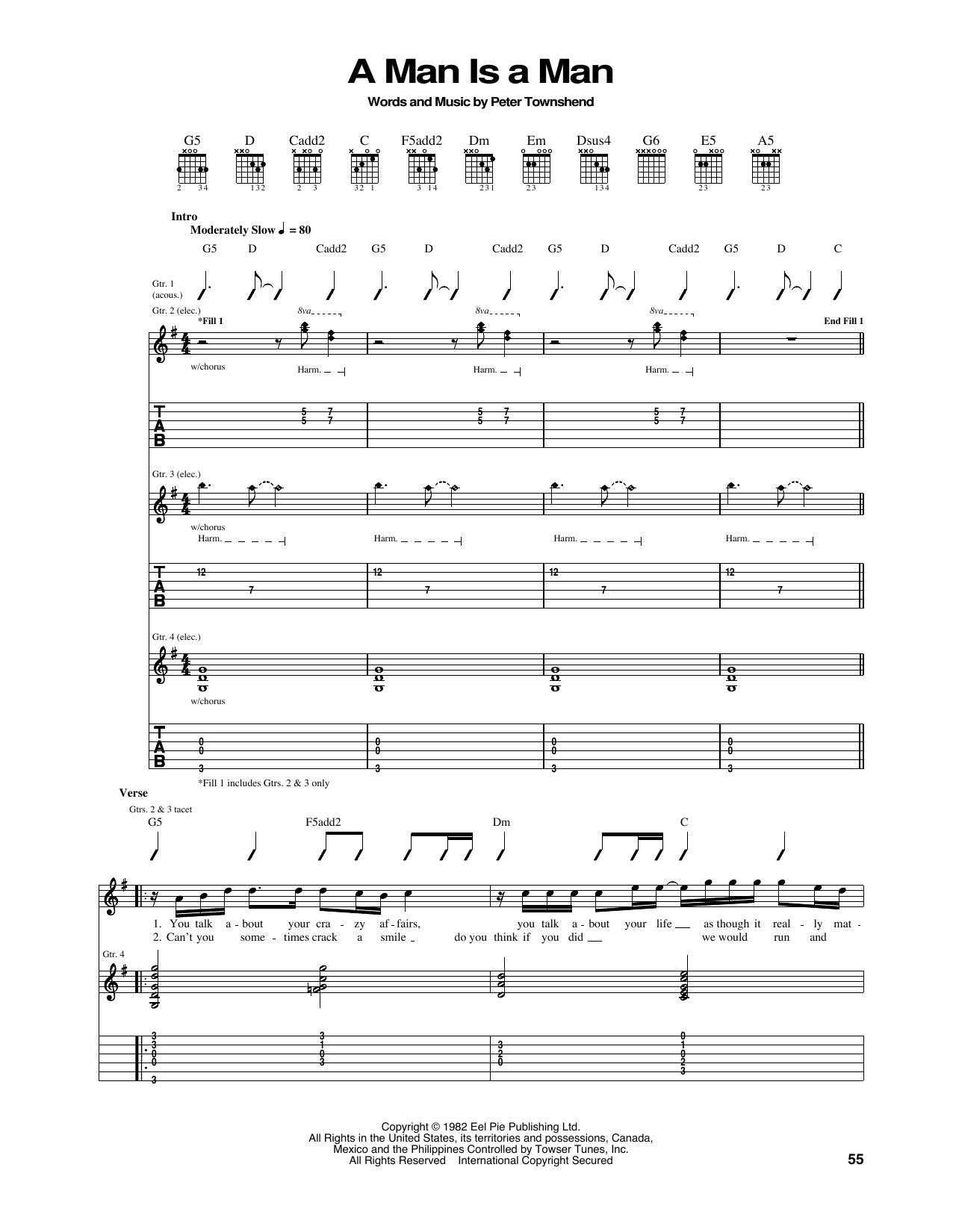 The Who A Man Is A Man sheet music notes and chords arranged for Guitar Tab
