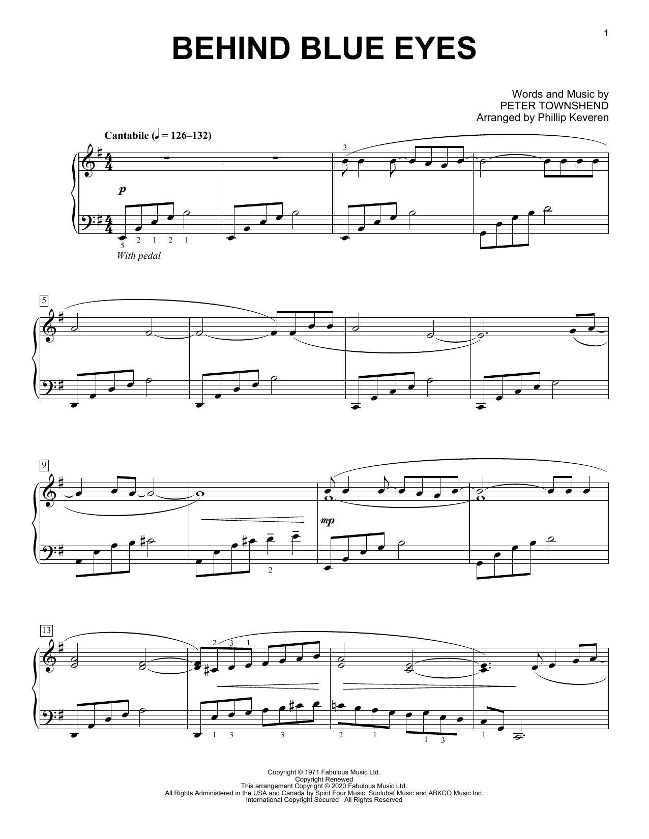 The Who Behind Blue Eyes [Classical version] (arr. Phillip Keveren) sheet music notes and chords arranged for Piano Solo