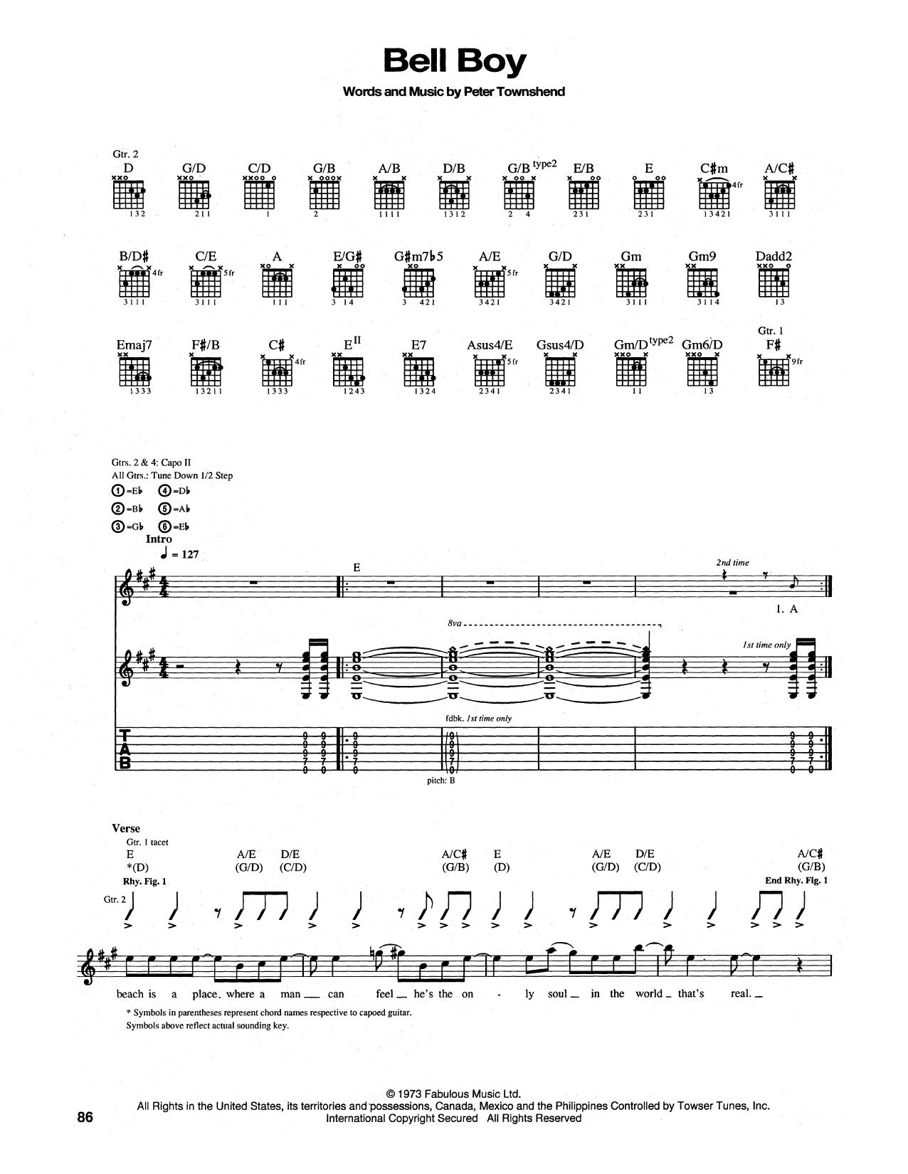 The Who Bell Boy sheet music notes and chords arranged for Guitar Tab
