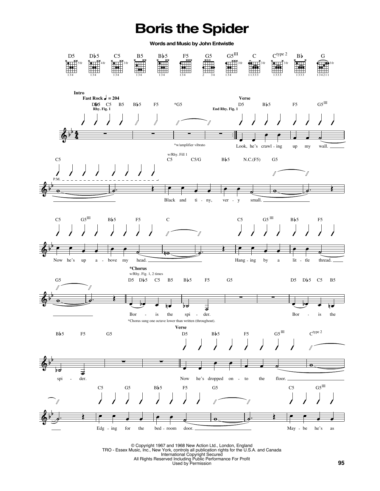 The Who Boris The Spider sheet music notes and chords arranged for Guitar Tab