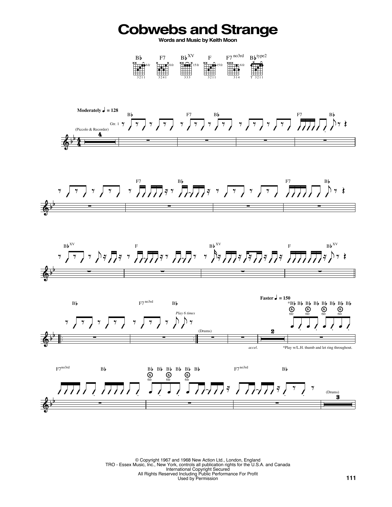 The Who Cobwebs And Strange sheet music notes and chords arranged for Guitar Tab