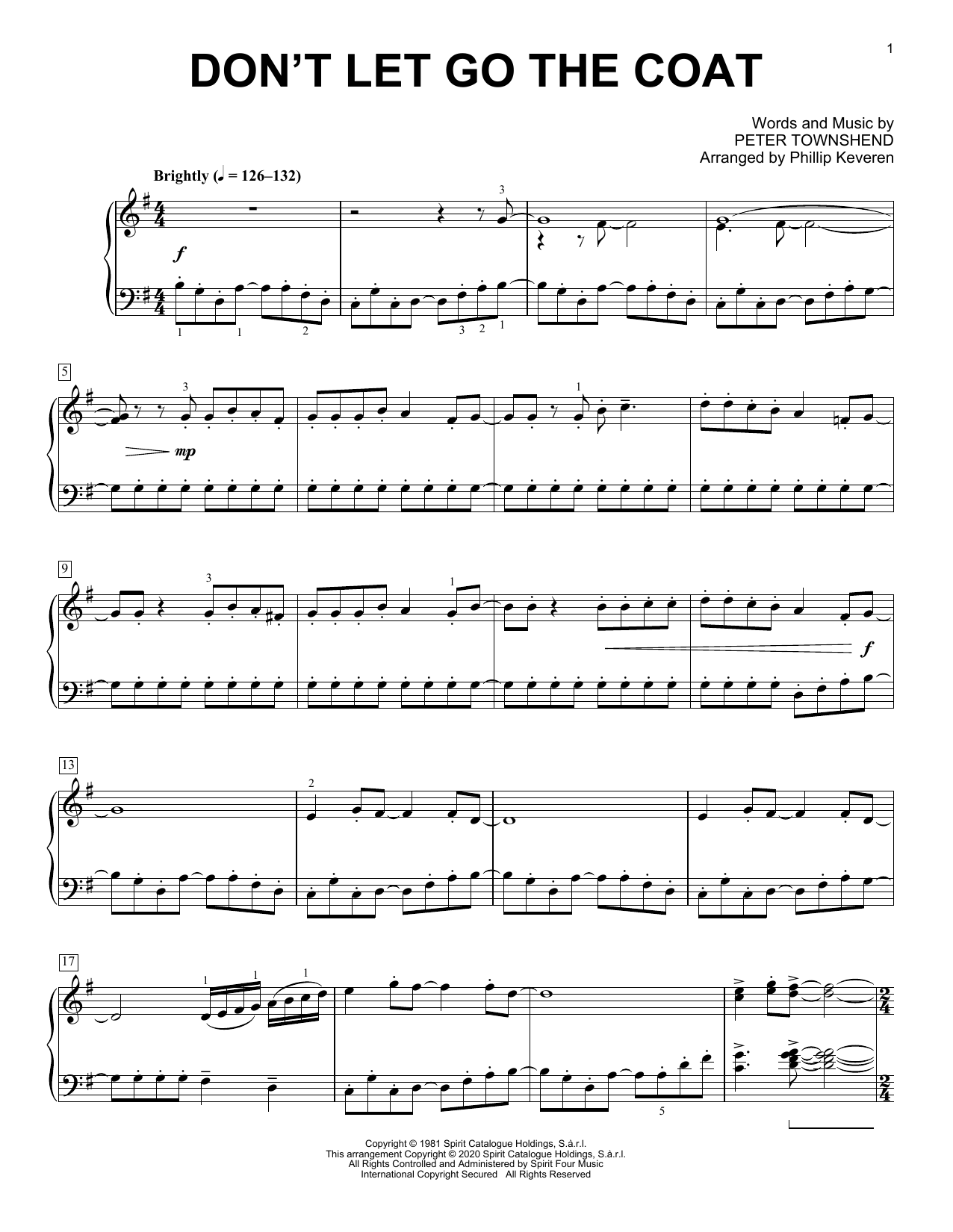 The Who Don't Let Go The Coat [Classical version] (arr. Phillip Keveren) sheet music notes and chords arranged for Piano Solo