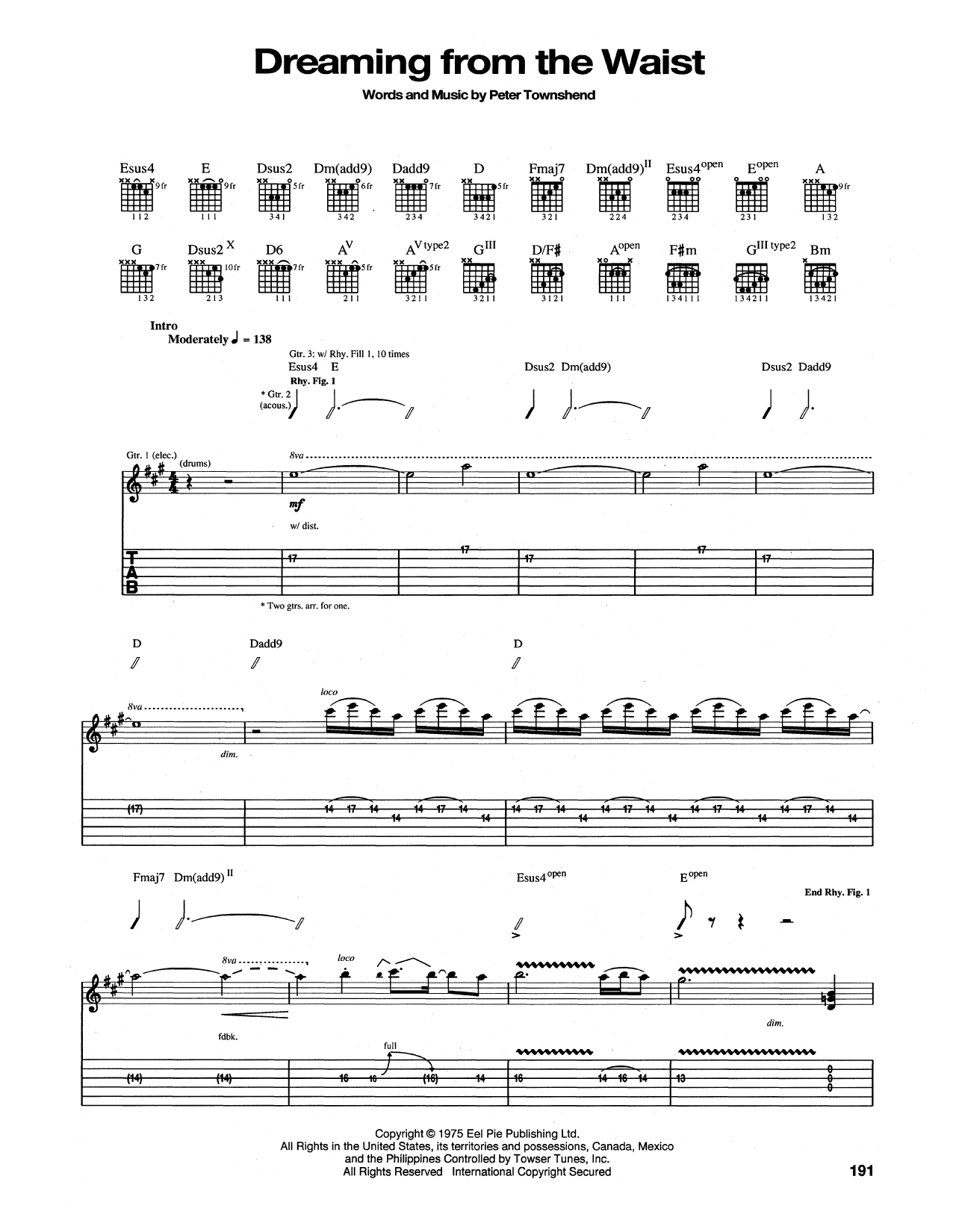 The Who Dreaming From The Waist sheet music notes and chords arranged for Guitar Chords/Lyrics