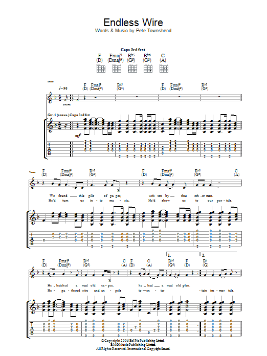 The Who Endless Wire sheet music notes and chords arranged for Guitar Tab