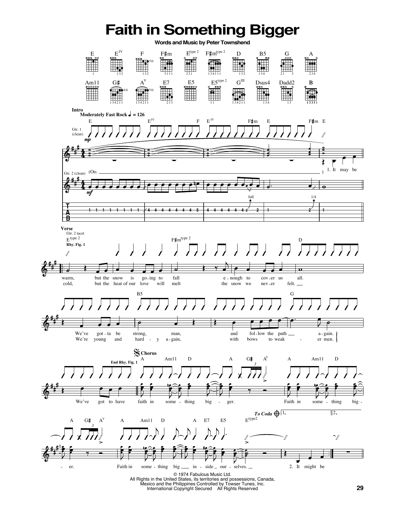The Who Faith In Something Bigger sheet music notes and chords arranged for Guitar Tab