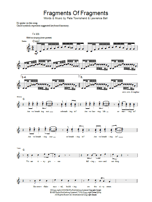 The Who Fragments Of Fragments sheet music notes and chords arranged for Guitar Tab