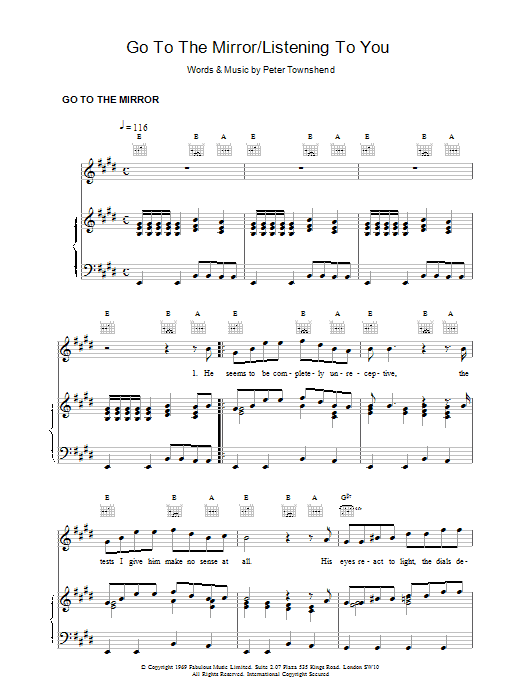 The Who Go To The Mirror sheet music notes and chords arranged for Piano, Vocal & Guitar Chords